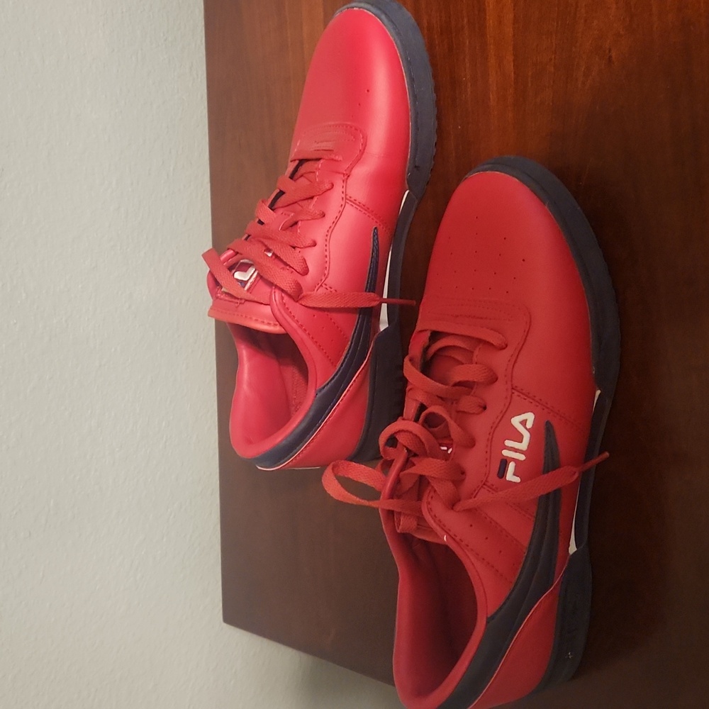Men red and blue Fila sneakers